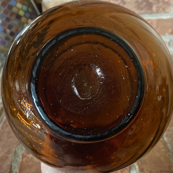 Vtg Hand Blown Amber Optic Swirl Glass Vase Trinket Bowl Set of 2 - Picture 11 of 11